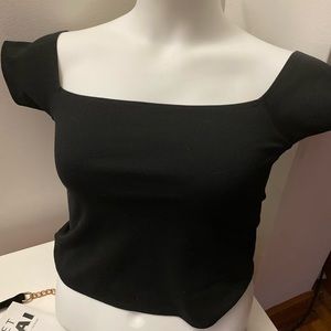 Black Cropped Tops Sheen Tops Women s